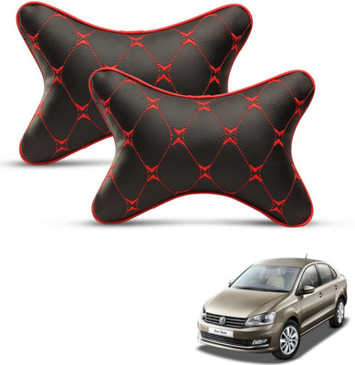 MOCKHE Black, Red Leatherite Car Pillow Cushion for Volkswagen(Rectangular, Pack of 2)