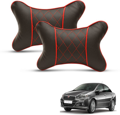 MOCKHE Black, Red Leatherite Car Pillow Cushion for Fiat(Rectangular, Pack of 2)