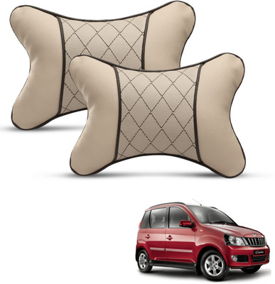 MOCKHE Beige Leatherite Car Pillow Cushion for Mahindra(Rectangular, Pack of 2)