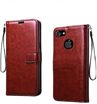 Coverage Flip Cover for Apple iPhone 7 Plus(Brown, Dual Protection, Pack of: 1)