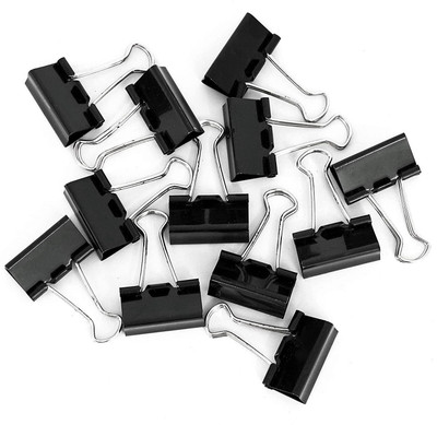 IKIS Paper Binder small Stainless Steel BINDER CLIP(Set of 12, Black)