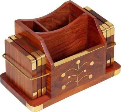 Voody Square Reversible Wood Coaster Set(Pack of 6)