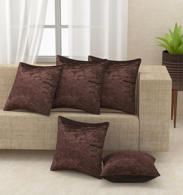 Nendle Velvet Cushions Cover(40 cm*40 cm, Pack of 5, Brown)