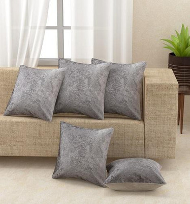 Nendle Velvet Cushions Cover(40 cm*40 cm, Pack of 5, Grey)