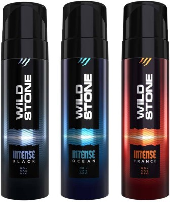 Wild Stone Intense Black, Ocean and Trance No Gas Deodorant Spray  -  For Men(360 ml, Pack of 3)