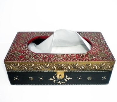 Artlivo Bold Red 1 Compartments Wood Tissue Paper Holder(Red)