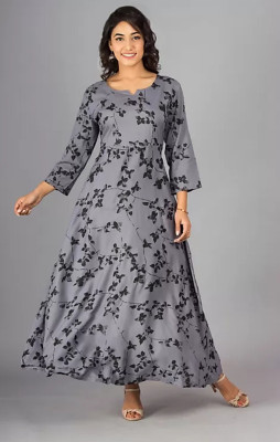 City Craft Women Gown Grey Maxi/Full Length Dress