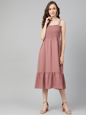 Marie Claire Women Fit and Flare Pink Midi/Calf Length Dress