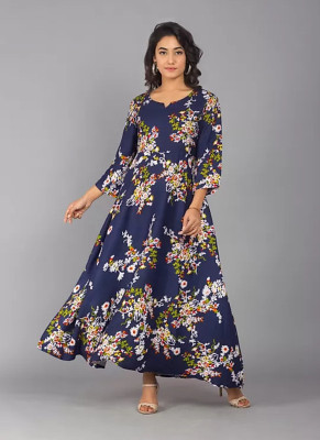 The Fam Studio Women Gown Dark Blue Maxi/Full Length Dress