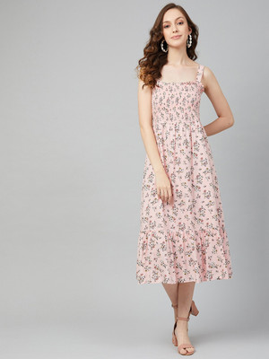 Marie Claire Women Fit and Flare Pink Midi/Calf Length Dress