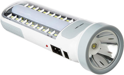 shoptric 1000 Meter High Range Torch Light With 18 SMD LED As Side Light Emergency Portable Rechargeable Led Hand Lamp With Solar Panel Charge Port 1300 mAh Laser Light For Home Outdoor Picnic Hiking Industrial & Agriculture Purpose 15 hrs Torch Emergency Light(White)