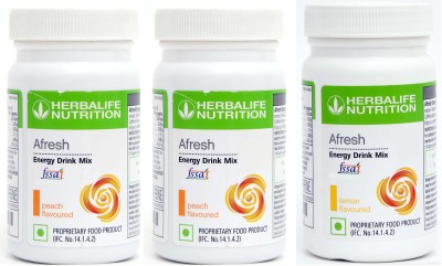 HERBALIFE Afresh Energy Drinks Mix afresh Peach 2 pcs and +1 pcs Lemon Flavour Energy Drink(3x50 g, Peach, Lemon Flavored)