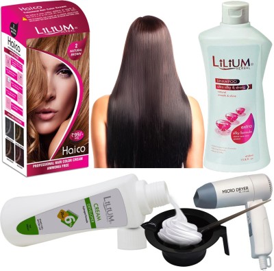 LILIUM Best Combo of Best Hair Coloring Essentials With Hair Dryer, Bowl & Brush. (GC1544) , Brown