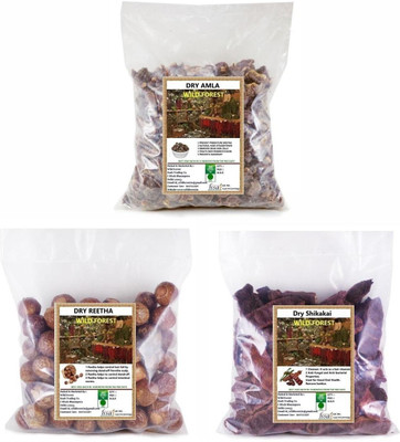 WILD FOREST DRY AMLA REETHA SHIKAKAI 300 GM ( 100 GM EACH )(300 g)