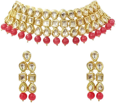 Anahat collection Alloy Gold, Ruby Red Jewellery Set(Pack of 1)