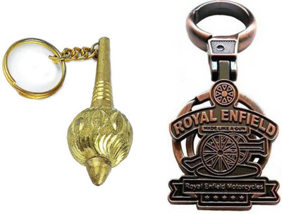 Rashi Traders 2 Golden Gada & Royal Enfield Motorcycle For Bike Brown Key Chain Key Chain