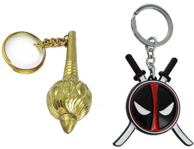 Rashi Traders 2 Golden Gada & Dead Pool Red Black Key Chain Key Chain