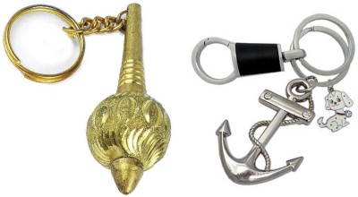 Rashi Traders 2 Golden Gada & Anchor And Rope With Locking Key Chain Key Chain