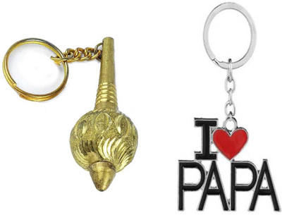 Rashi Traders 2 Golden Gada & I Love Papa For Boys And Girls Black Red Key Chain Key Chain