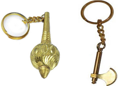 Rashi Traders 2 Golden Gada & Golden Kulhadi Key Chain Key Chain
