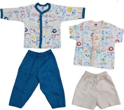 PK Collection Kids Nightwear Baby Boys & Baby Girls Printed Cotton(Multicolor Pack of 2)