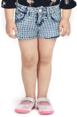 gini-jony-short-for-girls-casual-checkered-cotton-blendblue-pack-of-1