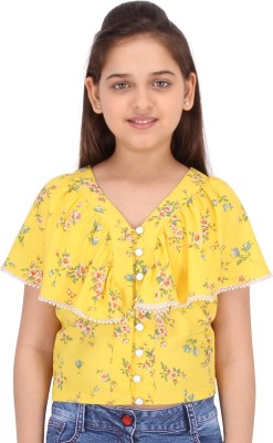 Cutecumber Baby Girls Casual Polyester Top(Yellow, Pack of 1)