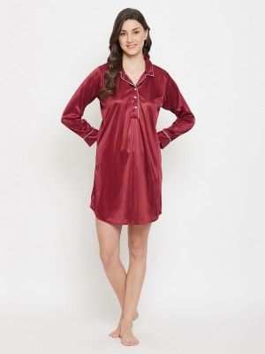 Clovia Women Nighty(Maroon)