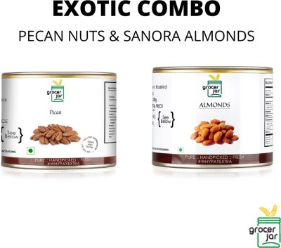 GROCERJAR NUTTY COMBO PECAN NUTS & SANORA ALMONDS Almonds, Pecans(2 x 200 g)