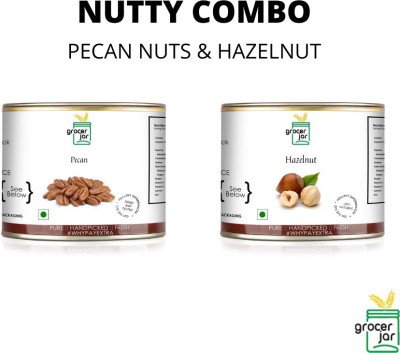 GROCERJAR NUTTY COMBO HAZELNUTS & PECAN NUTS Pecans, Hazelnuts(2 x 200 g)