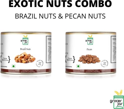 GROCERJAR EXOTIC NUTS BRAZIL NUTS & PECAN NUTS Brazil Nuts, Pecans(2 x 200 g)