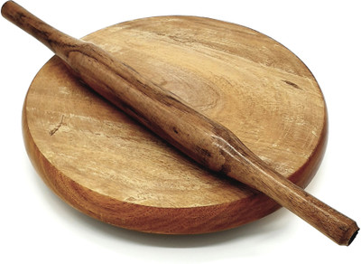 Epraiser (Size: 10 inches) Original Sheesham Wooden Chakla Belan / Rolling Board / Roti Maker / Polpat for Home & Kitchen Rolling Pin & Board(Brown, Pack of 2)