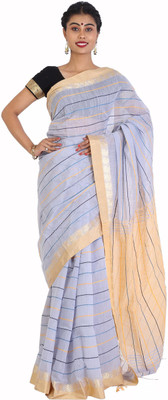 Sanrocks Global Fashions Woven Handloom Cotton Blend Saree(Purple)