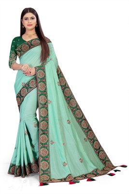 JD FASHION HUB Embroidered Banarasi Art Silk Saree(Green)