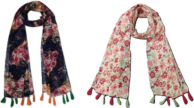 STYLESTORY Printed Chiffon Women Scarf, Stole, Fancy Scarf