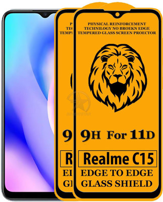 SEVEN7STAR Edge To Edge Tempered Glass for Realme C15(Pack of 2)