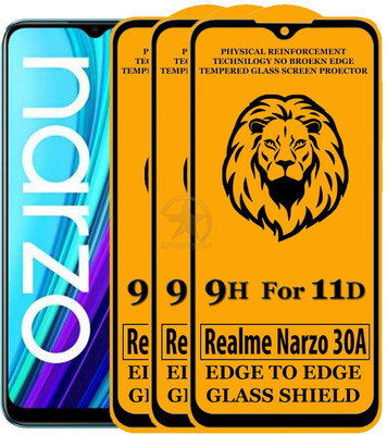 SEVEN7STAR Edge To Edge Tempered Glass for Realme Narzo 30A(Pack of 3)
