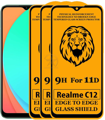 SEVEN7STAR Edge To Edge Tempered Glass for Realme C12(Pack of 3)