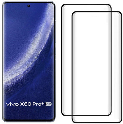 Msons Screen Guard for Vivo X60 Pro 5G, Vivo X60 Pro+ 5G | Full Glue Anti Scratch 9H Hardness Cover Friendly Anti Shatter Proof Full Edge Full Glue(Pack of 2)