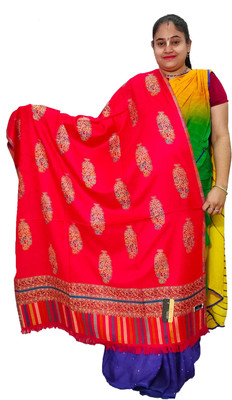 Vrinde Pashmina Embroidered Women Shawl(Red)
