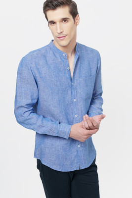 BASICS Men Solid Casual Blue Shirt