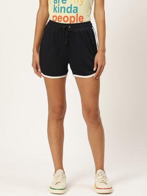 Alsace Lorraine Paris Solid Women Dark Blue Basic Shorts