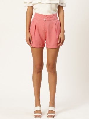 Alsace Lorraine Paris Solid Women Pink Basic Shorts