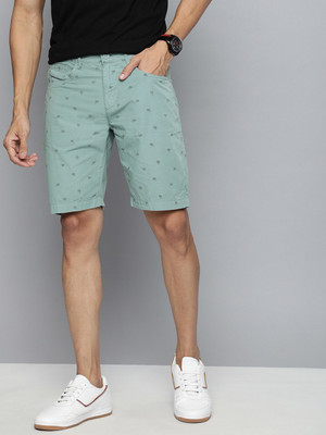 Mast & Harbour Printed Men Blue Regular Shorts