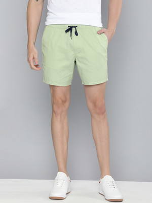 Mast & Harbour Solid Men Green Regular Shorts