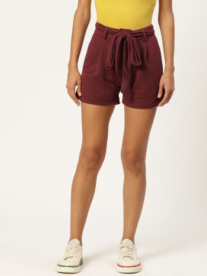 Alsace Lorraine Paris Solid Women Purple Basic Shorts