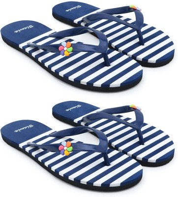 Bizwiz Women for Women Combo of 2 Slippers / Flip Flop Slippers(Blue , 6)