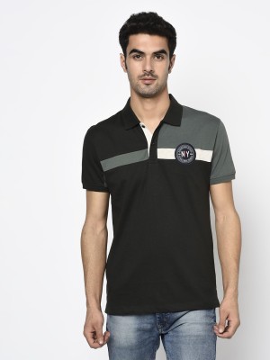 Octave Colorblock Men Polo Neck Dark Green T-Shirt