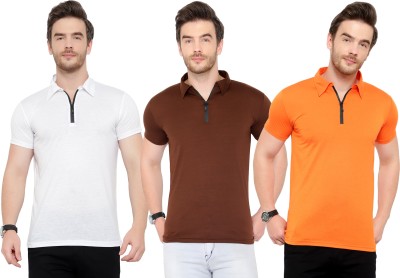 Adorbs Solid Men Polo Neck Multicolor T-Shirt