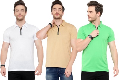 Adorbs Solid Men Polo Neck Multicolor T-Shirt